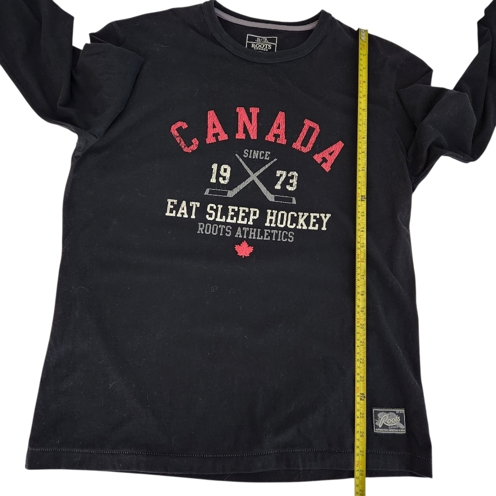 ROOTS Black Canada Eat Sleep Hockey Long Sleeve Tee – athletic graphic top – xl - Picture 9 of 10